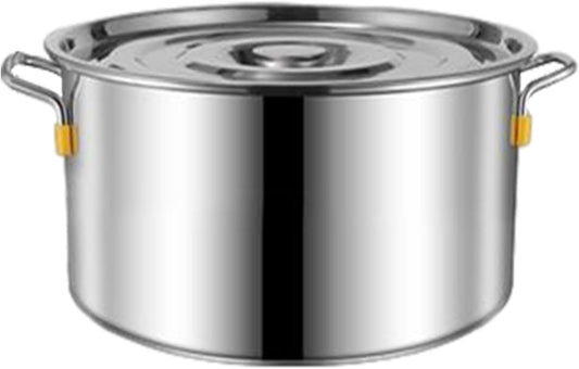 Large Capacity Stainless Steel Stock Pot for Cooking Rice, Noodles, Soup, and More - Durable Steamer Cookware with Lid