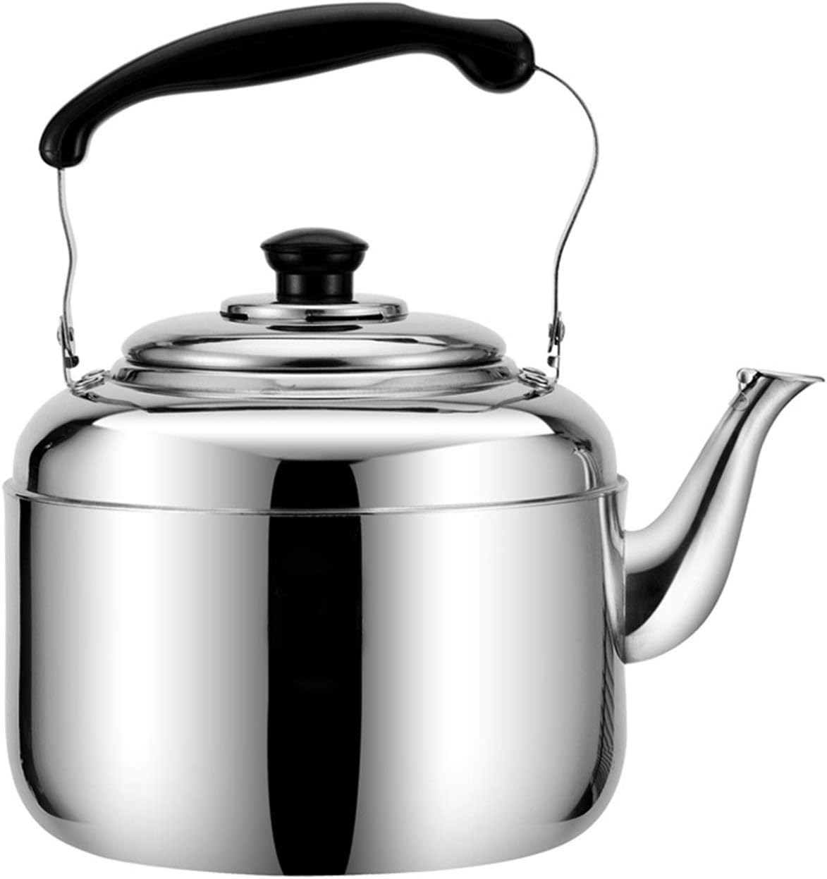 Large Capacity Stainless Steel Tea Kettle for Stove Top Cooking - 5L Size, Heat-Resistant Handle, Ideal for Kitchen & Dining Room