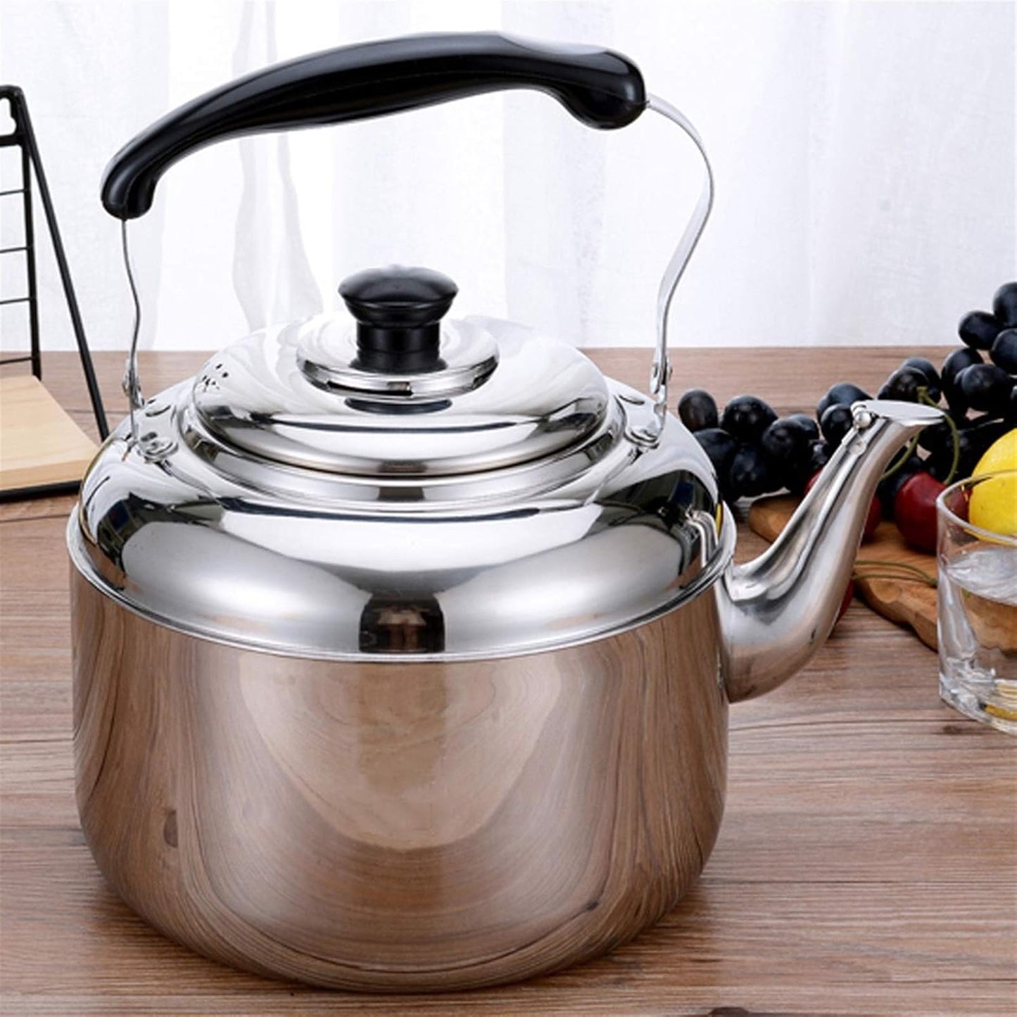 Large Capacity Stainless Steel Tea Kettle for Stove Top Cooking - 5L Size, Heat-Resistant Handle, Ideal for Kitchen & Dining Room