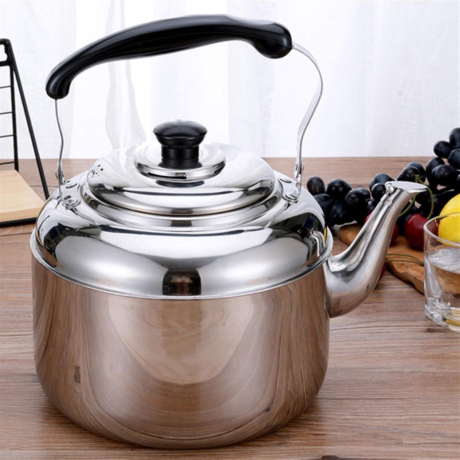 Large Capacity Stainless Steel Tea Kettle for Stove Top Cooking - 5L Size, Heat-Resistant Handle, Ideal for Kitchen & Dining Room