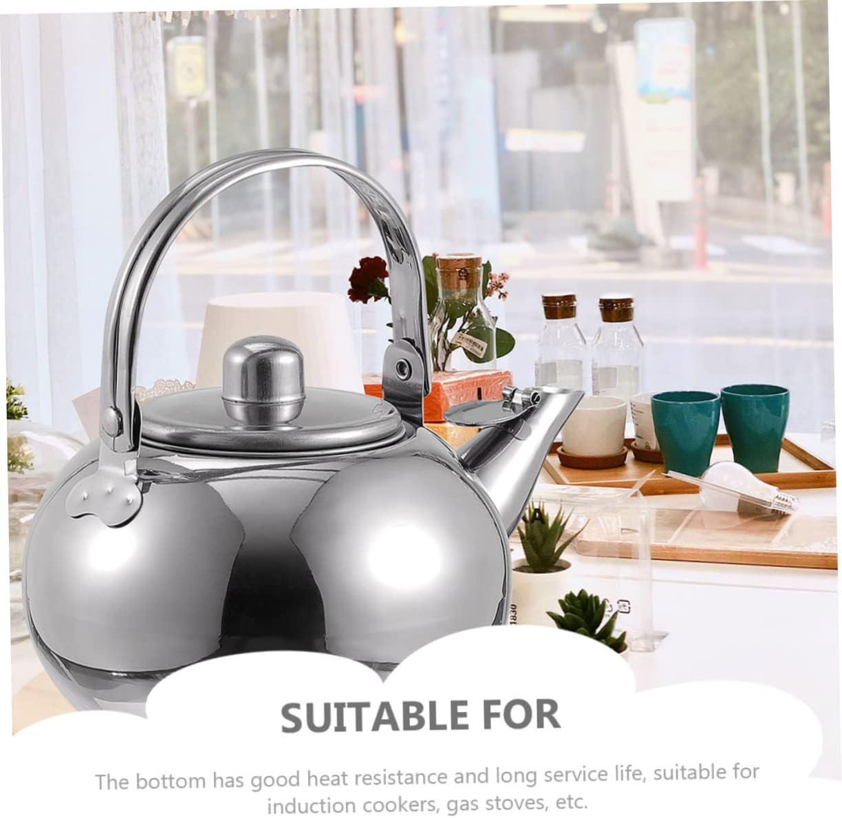 Large Capacity Stainless Steel Tea Kettle with Infuser for Kitchen Water Brewing
