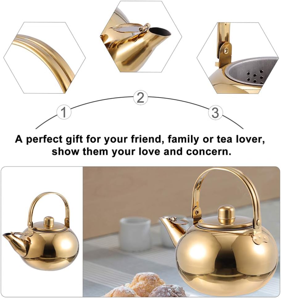 Large Capacity Stainless Steel Teapot with Strainer for Boiling Tea - Luxshiny Household Teakettle