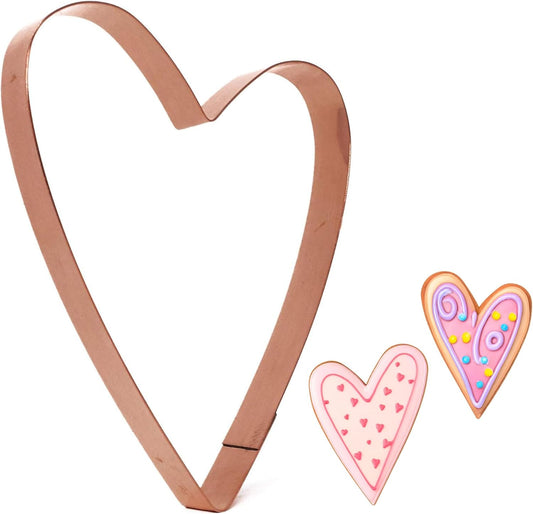 Large Heart Cookie Cutter - 6 inch Handmade Copper Cutter by The Fussy Pup, Made in USA