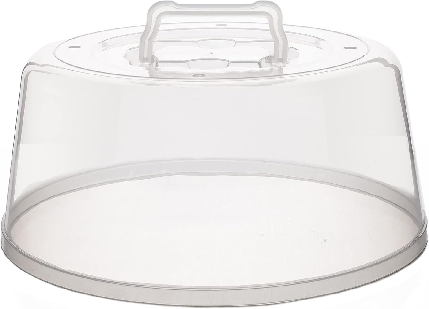 Large Microwave Splatter Guard Lid with Easy Grip Handle - Clear Plastic - BPA Free & Dishwasher Safe - 11.5" x 5" Tall
