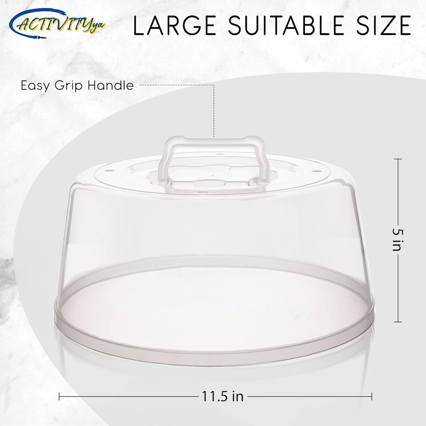 Large Microwave Splatter Guard Lid with Easy Grip Handle - Clear Plastic - BPA Free & Dishwasher Safe - 11.5" x 5" Tall