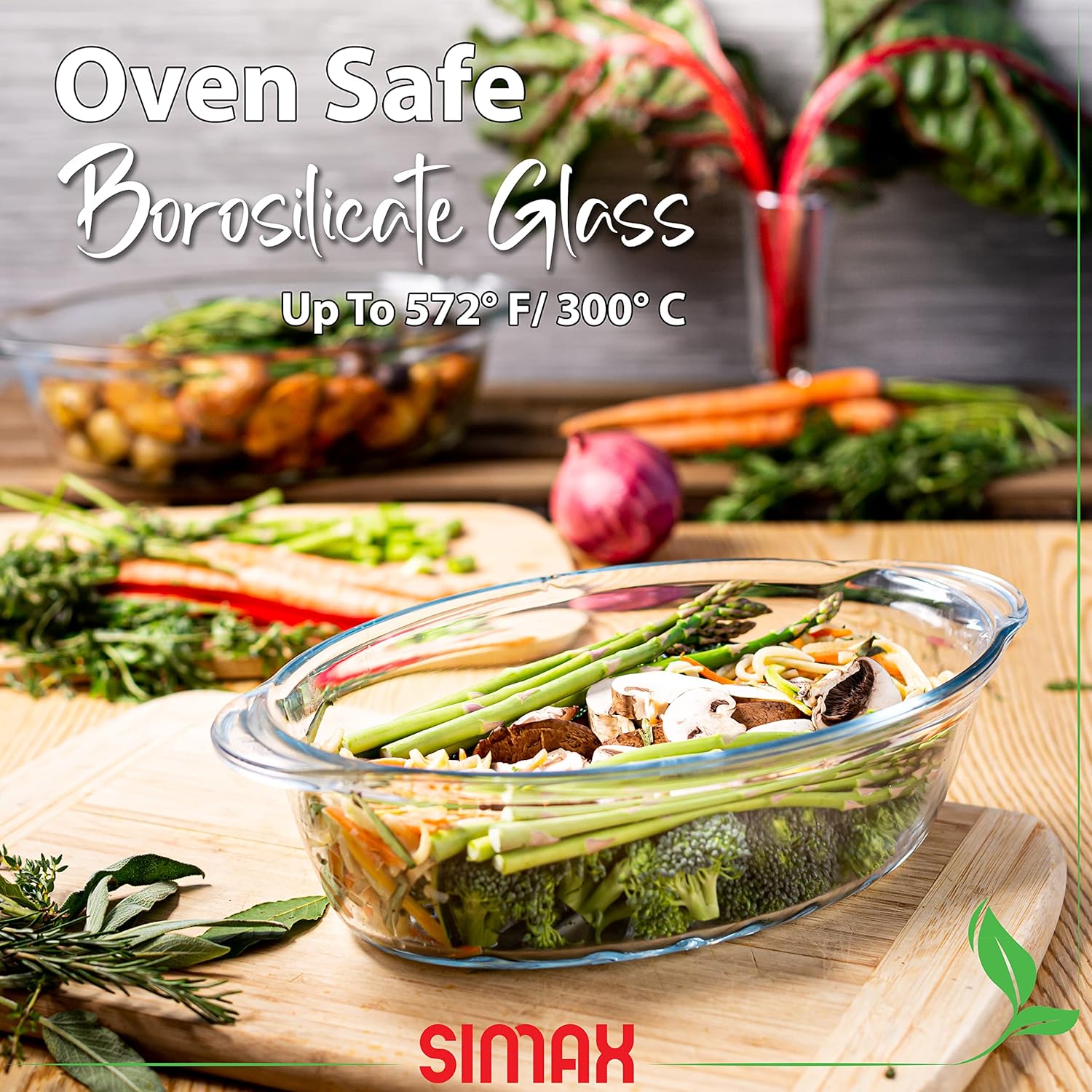 Large Oval Borosilicate Glass Casserole Dish with Lid - 3 Qt Baking Dish for Oven - Covered Casserole with Ridges - Ideal for Bakers