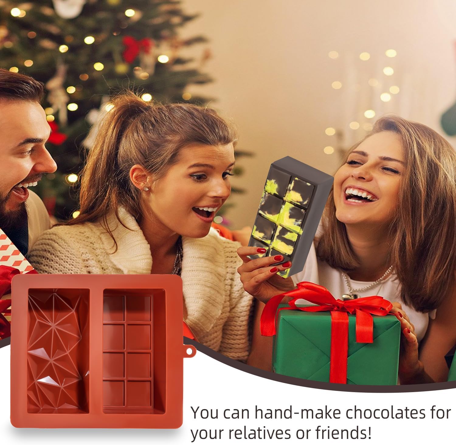 Large Pistachio Chocolate Bar Silicone Mold for Filling - Deep Dubai 2 Inch Thick Mold for Stuffed Bars by UWILLION