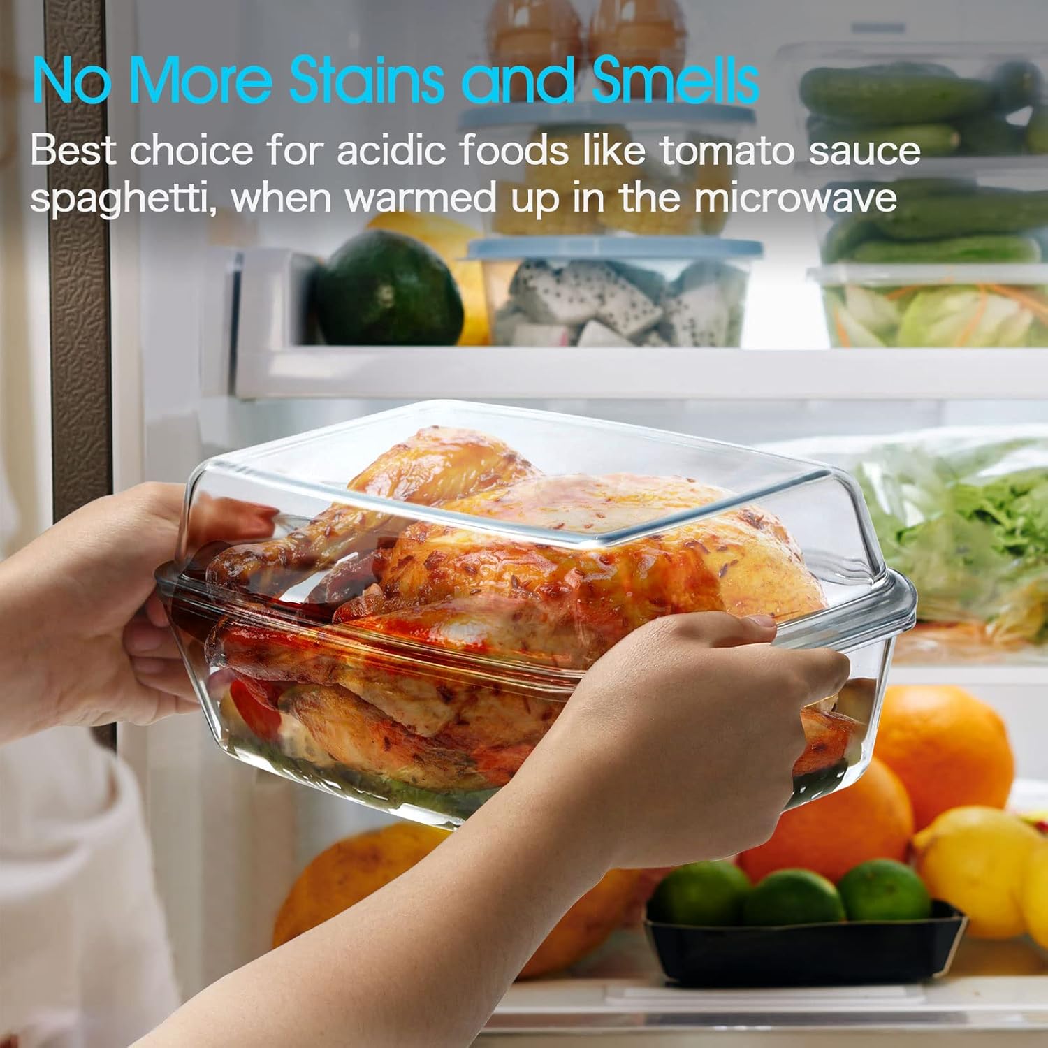 Large Rectangular Glass Baking Dish with Lid - Deep Glass Casserole Bakeware for Oven - NUTRIUPS Glass Dish
