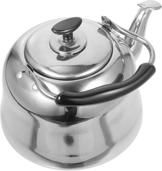 Large Stainless Steel Teakettle with Whistle for Tea and Coffee Brewing in Home
