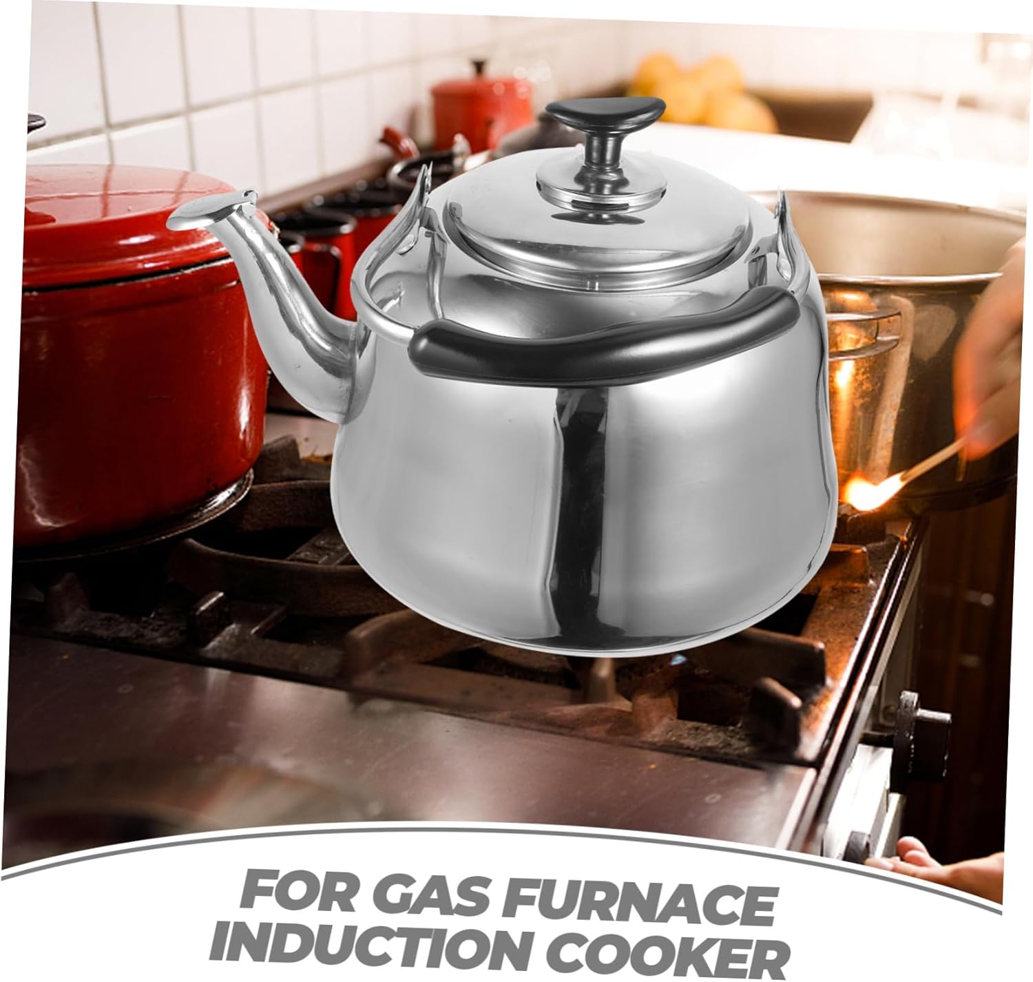 Large Stainless Steel Teakettle with Whistle for Tea and Coffee Brewing in Home