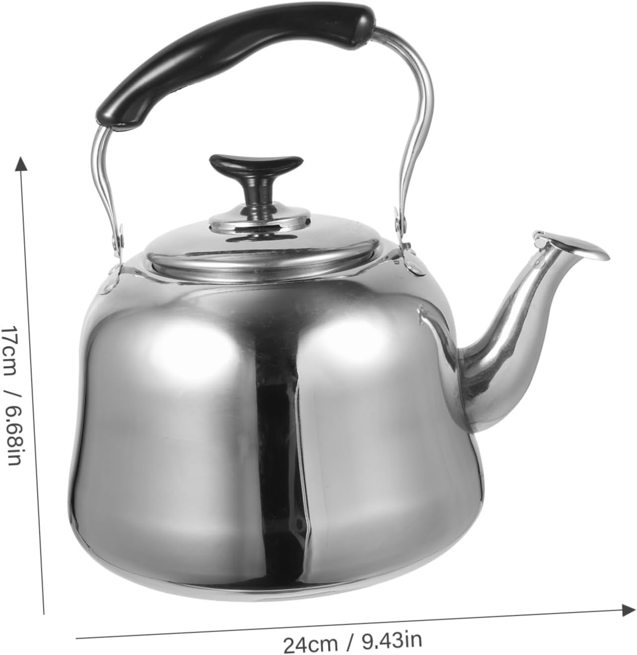 Large Stainless Steel Teakettle with Whistle for Tea and Coffee Brewing in Home
