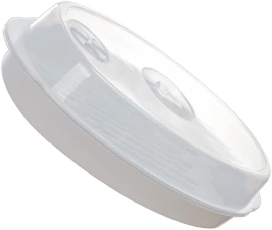 Large Steamed Fish Plate with Hair Steamer Basket Set - Microwave Safe, White Cooking Pot for Dumplings and Fish