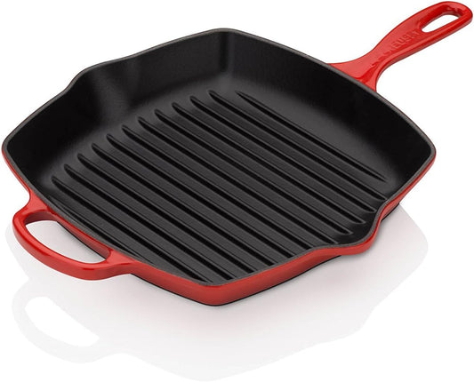 Le Creuset 10.25" Cerise Enameled Cast Iron Square Skillet Grill Signature Series