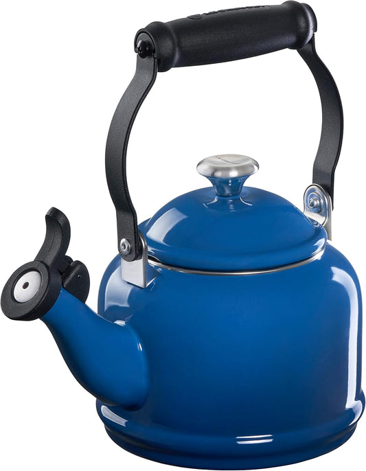 Le Creuset Marseille Tea Kettle - Enamel Coated Steel with Metal Accents, 1.25 qt