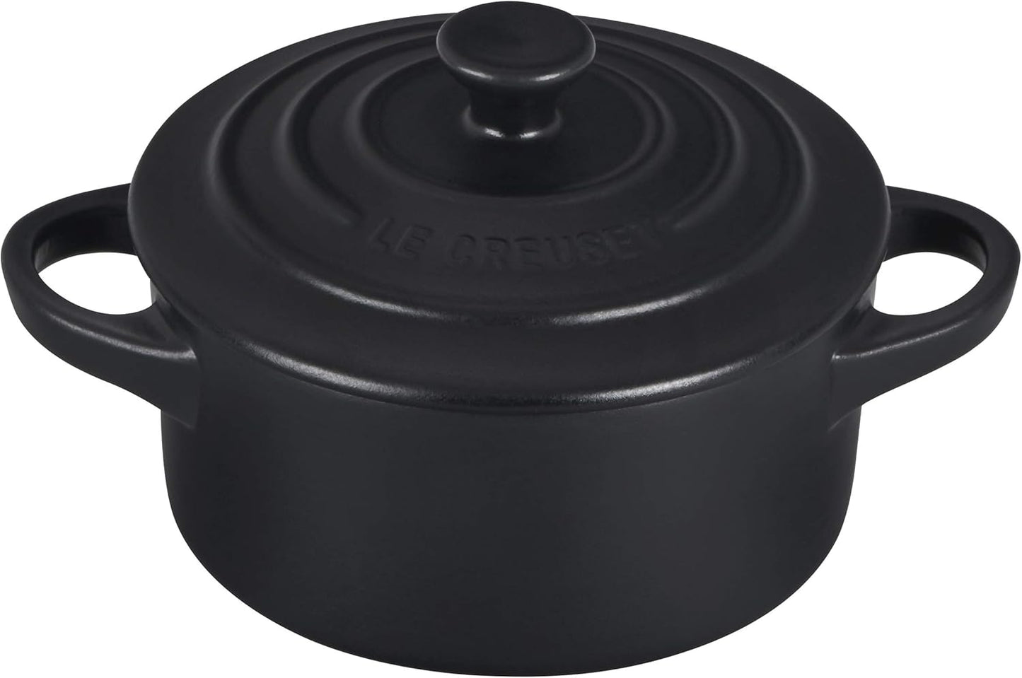Le Creuset Mini Round Cocotte, 8 oz., Licorice Stoneware - Quality French Cookware for Small Dishes