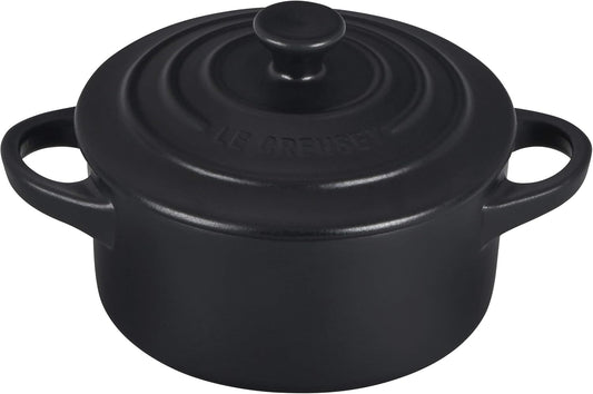 Le Creuset Mini Round Cocotte, 8 oz., Licorice Stoneware - Quality French Cookware for Small Dishes