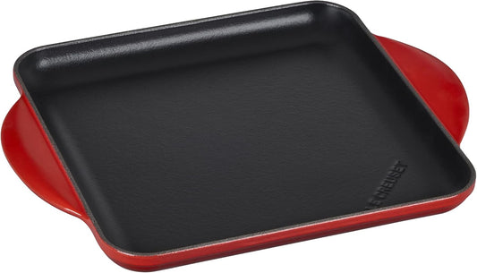 Le Creuset Square Griddle 9.5" Cast Iron Enameled Pan in Cerise Red