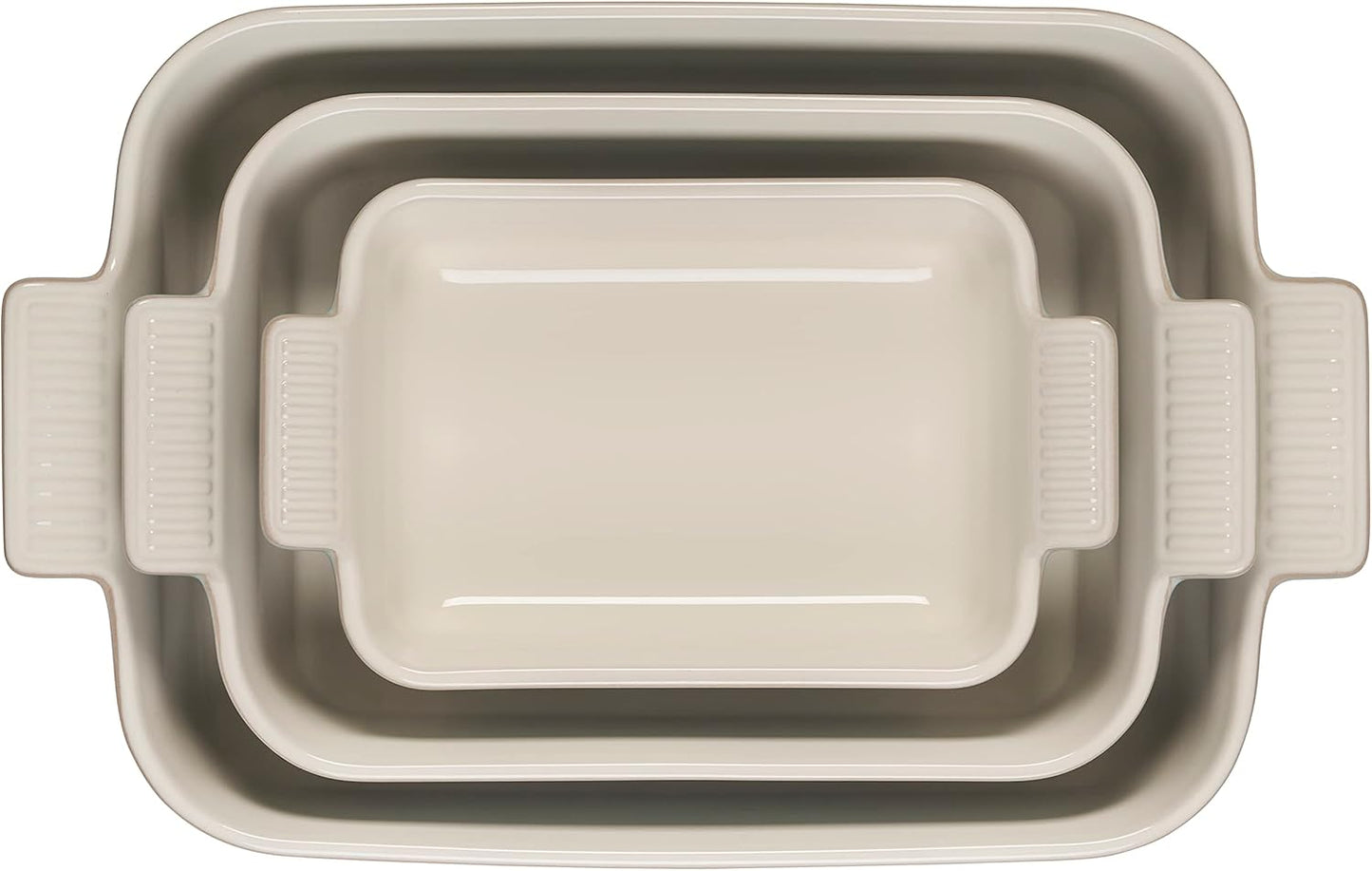 Le Creuset Stoneware Heritage Set with 3 Sea Salt Rectangular Dishes