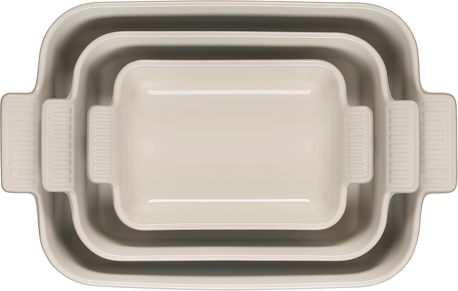 Le Creuset Stoneware Heritage Set with 3 Sea Salt Rectangular Dishes