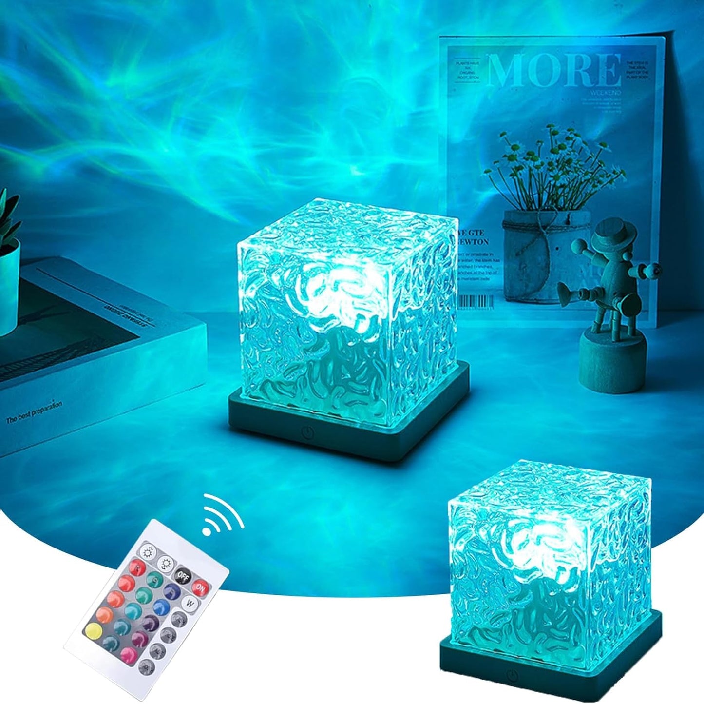 LED Northern Lights Projector with Ocean Wave Lamp, 16 Colors, Aurora Glow, Remote Control