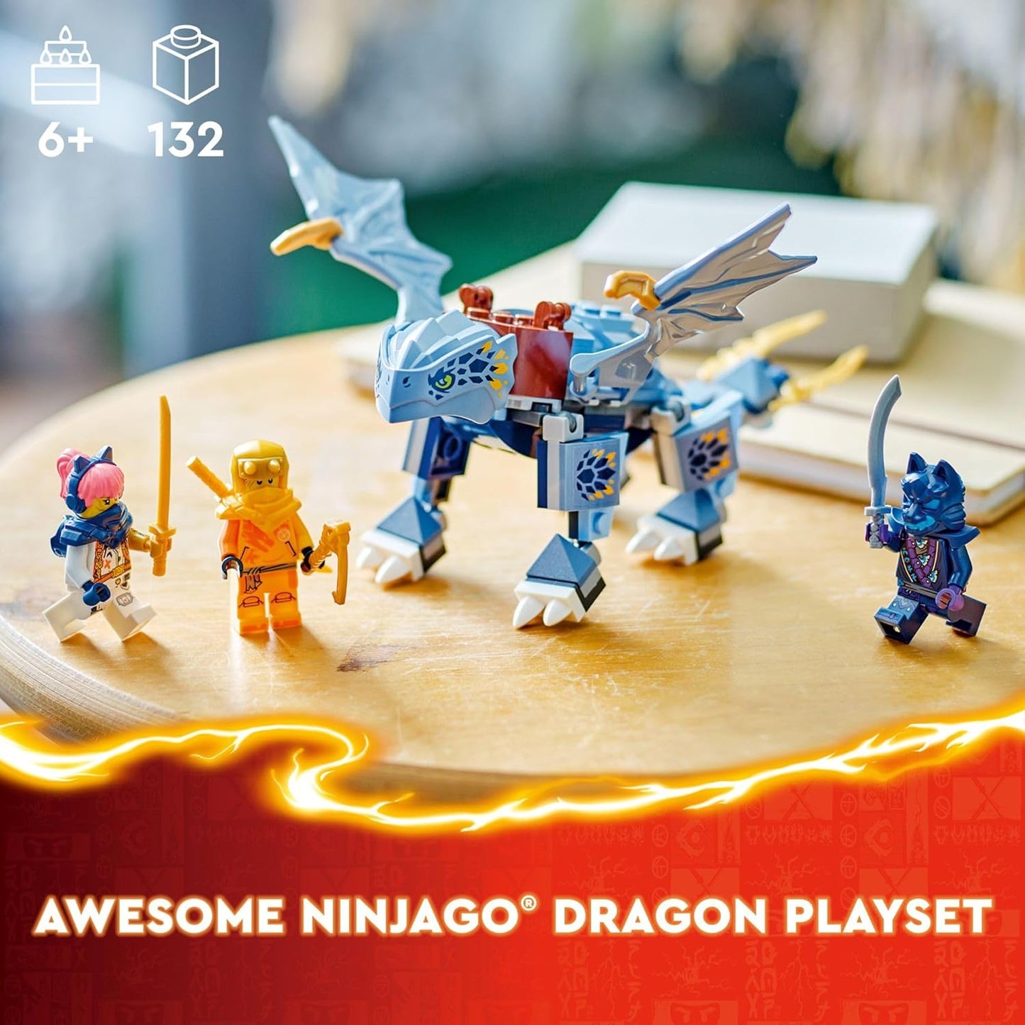 LEGO NINJAGO Young Dragon Riyu Playset with 3 Ninja Minifigures - Buildable Adventure Toy for Kids, Ages 6+, 71810