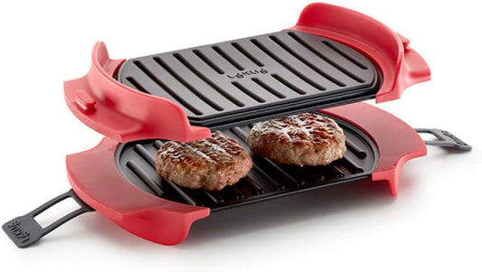 Lekue Red Microwave Grill Sandwich Maker Panini Press - 10" x 5.7