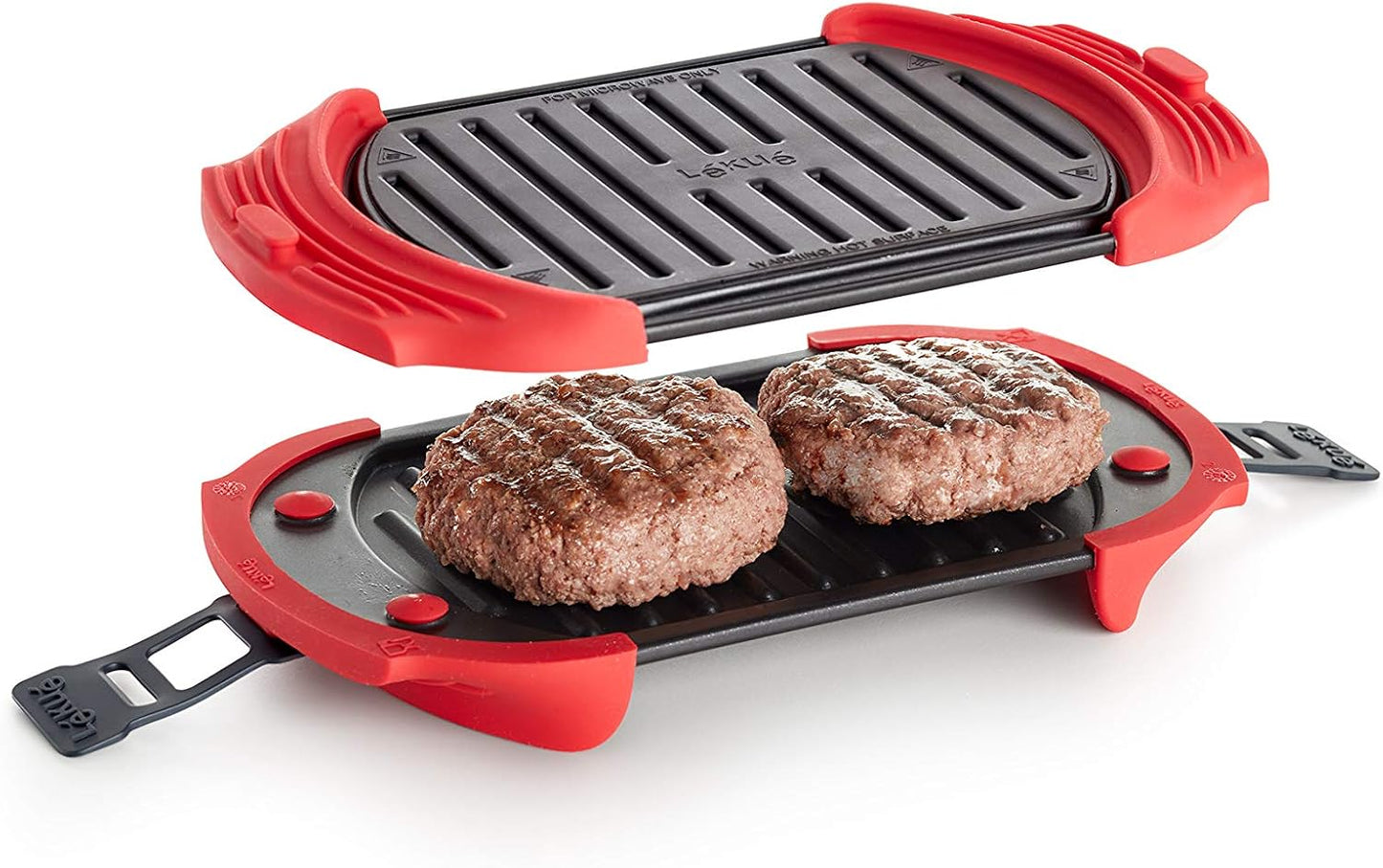 Lekue Red Microwave Grill Sandwich Maker Panini Press - 10" x 5.7
