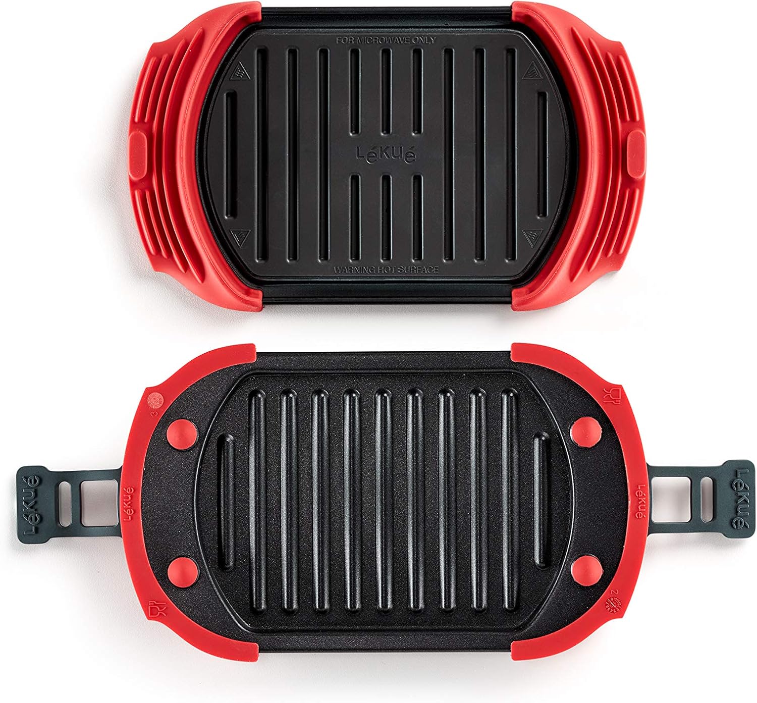 Lekue Red Microwave Grill Sandwich Maker Panini Press - 10" x 5.7