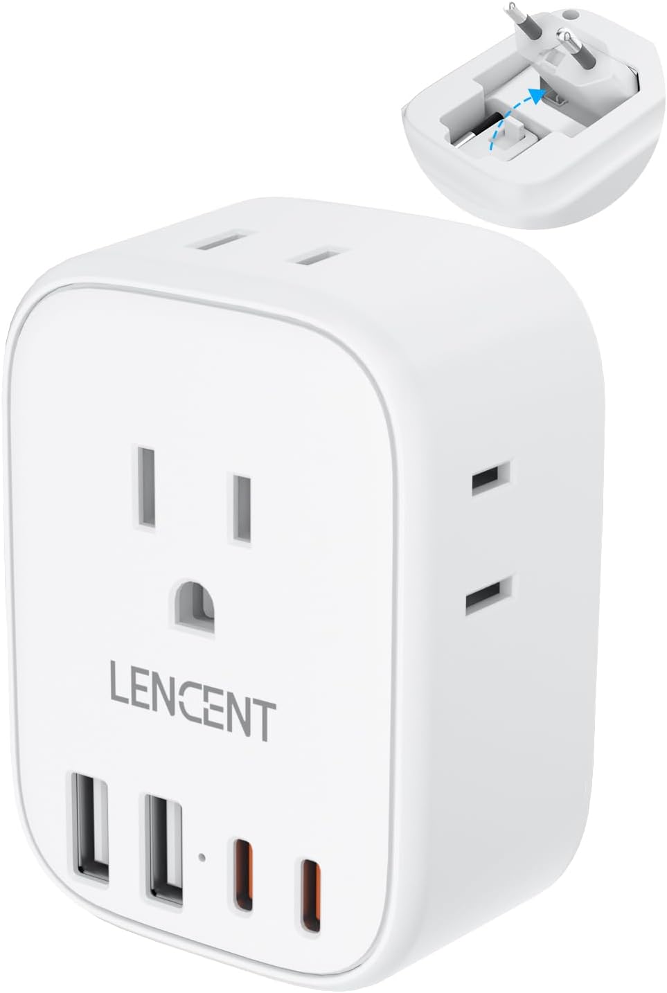 LENCENT European Travel Plug Adapter with 4 Outlets and USB C Charger - US to Europe, Cruise Ship Approved