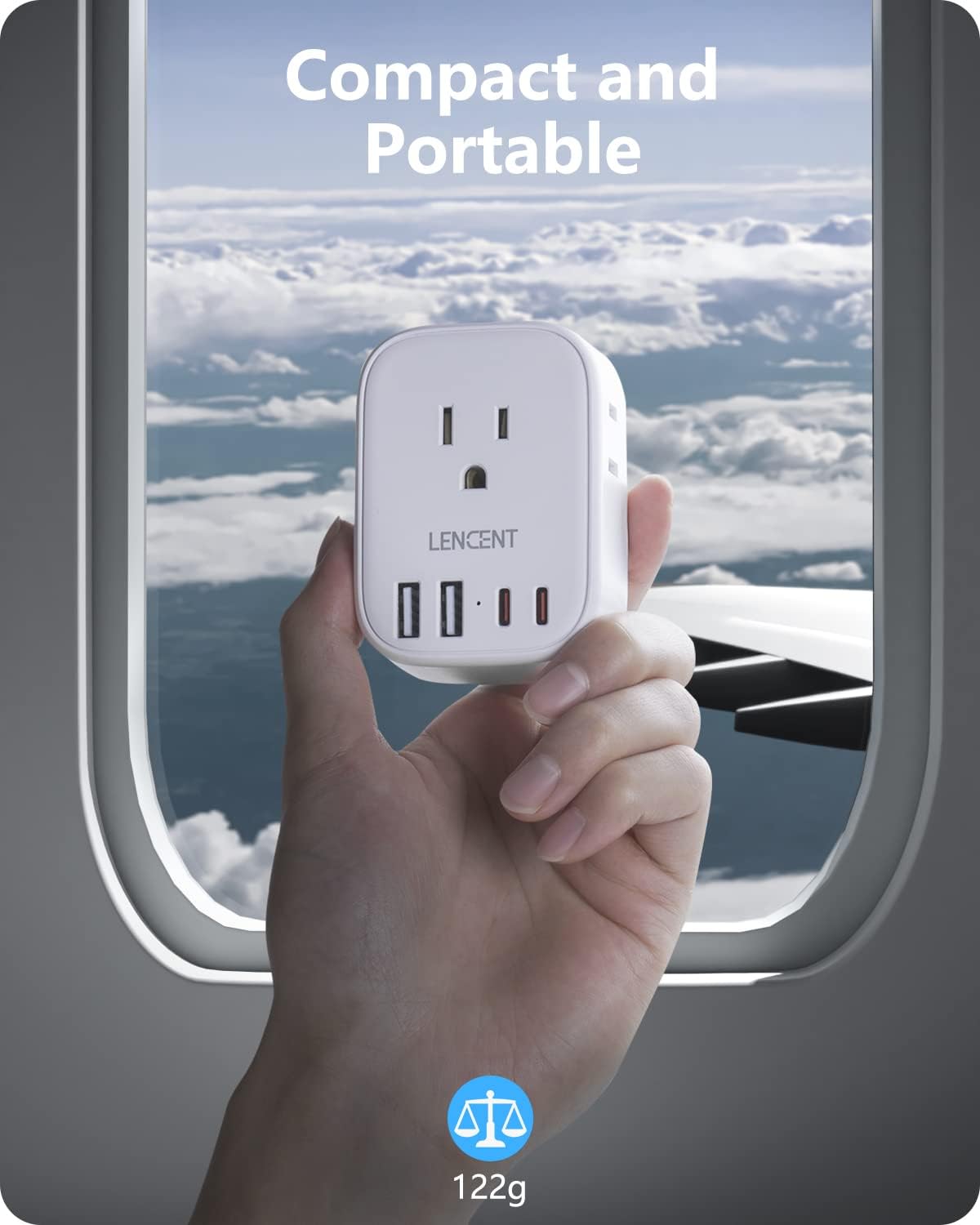 LENCENT Grounded Type G Outlet Adapter with 4 USB Charger - USA to UK Ireland Travel Plug Adapter