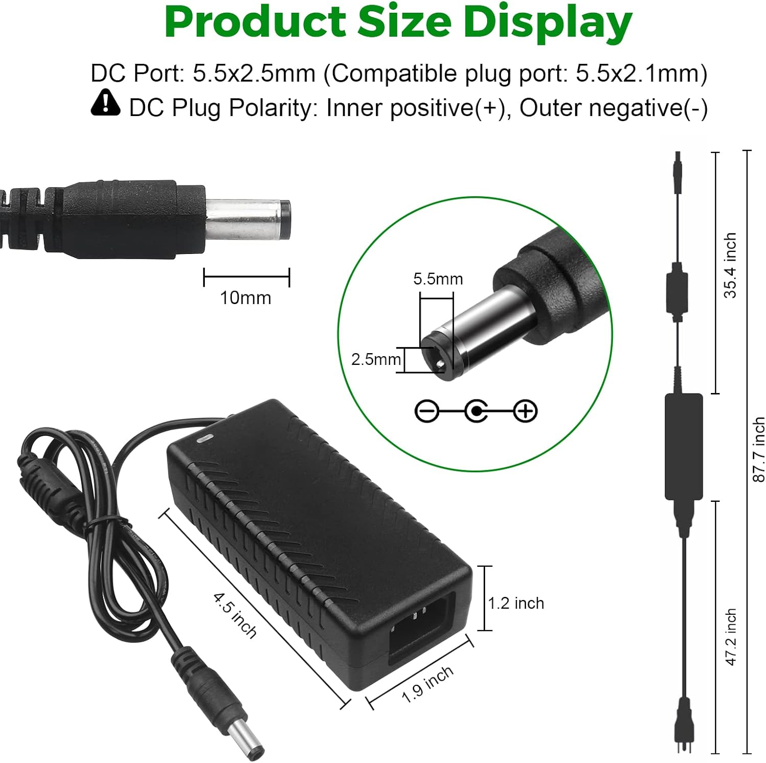 LeTaoXing 12V 4A Power Adapter for LED Strip Lights, CCTV Security System - AC 100-240V to DC 12V 4A 48W Charger