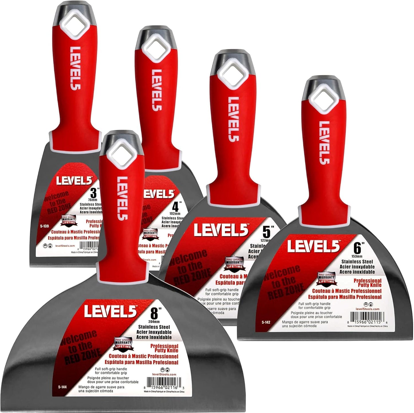 LEVEL5 Stainless Steel Joint Knife Set for Sheetrock Drywall Plasterboard - Pro-Grade 5-602