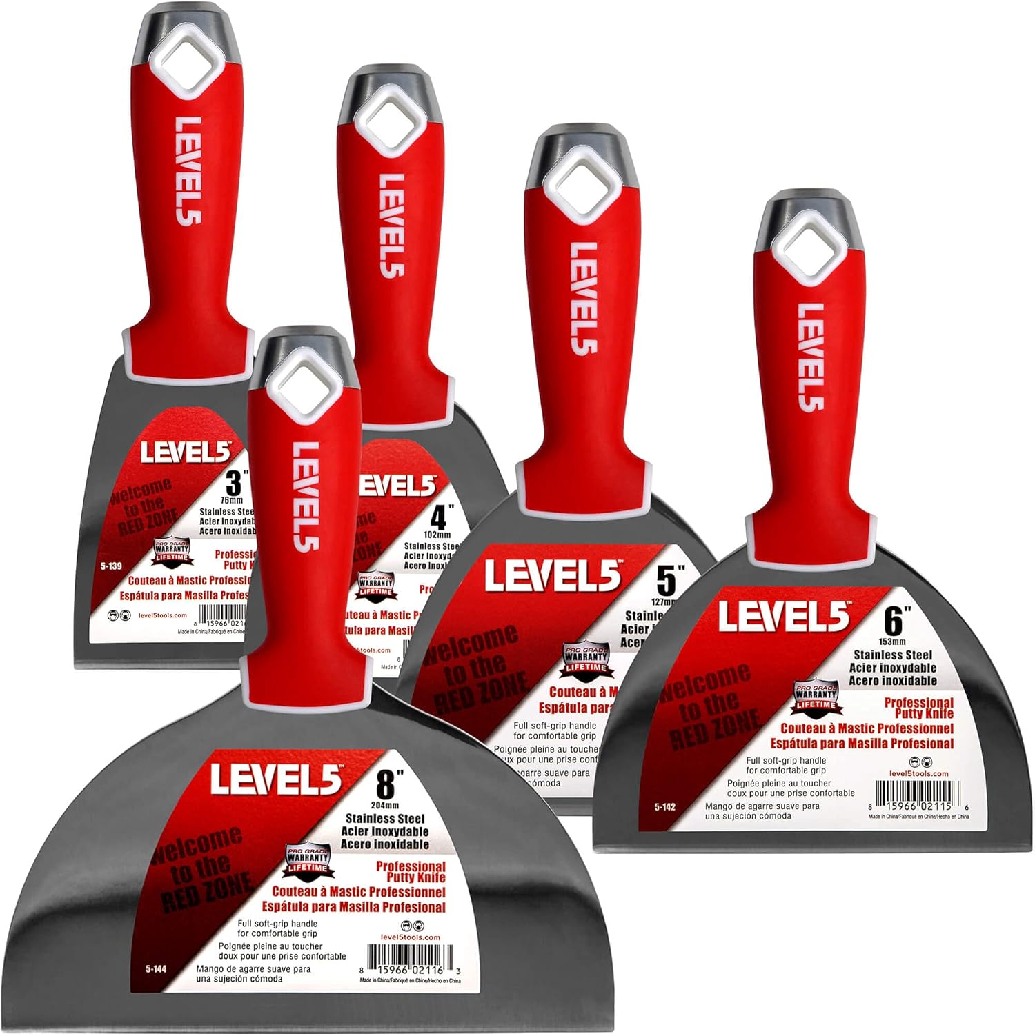LEVEL5 Stainless Steel Joint Knife Set for Sheetrock Drywall Plasterboard - Pro-Grade 5-602