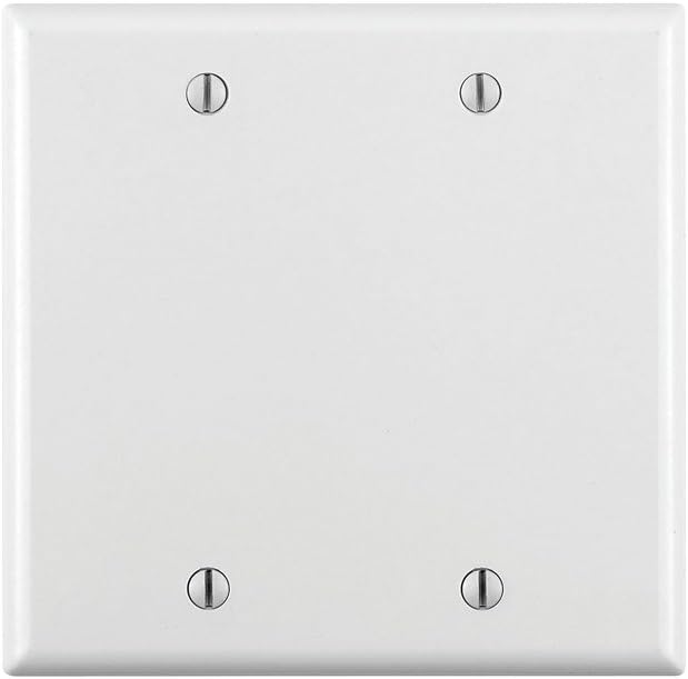 Leviton 88025 Standard Size 2-Gang White Blank Wallplate - Box Mount Thermoset Material