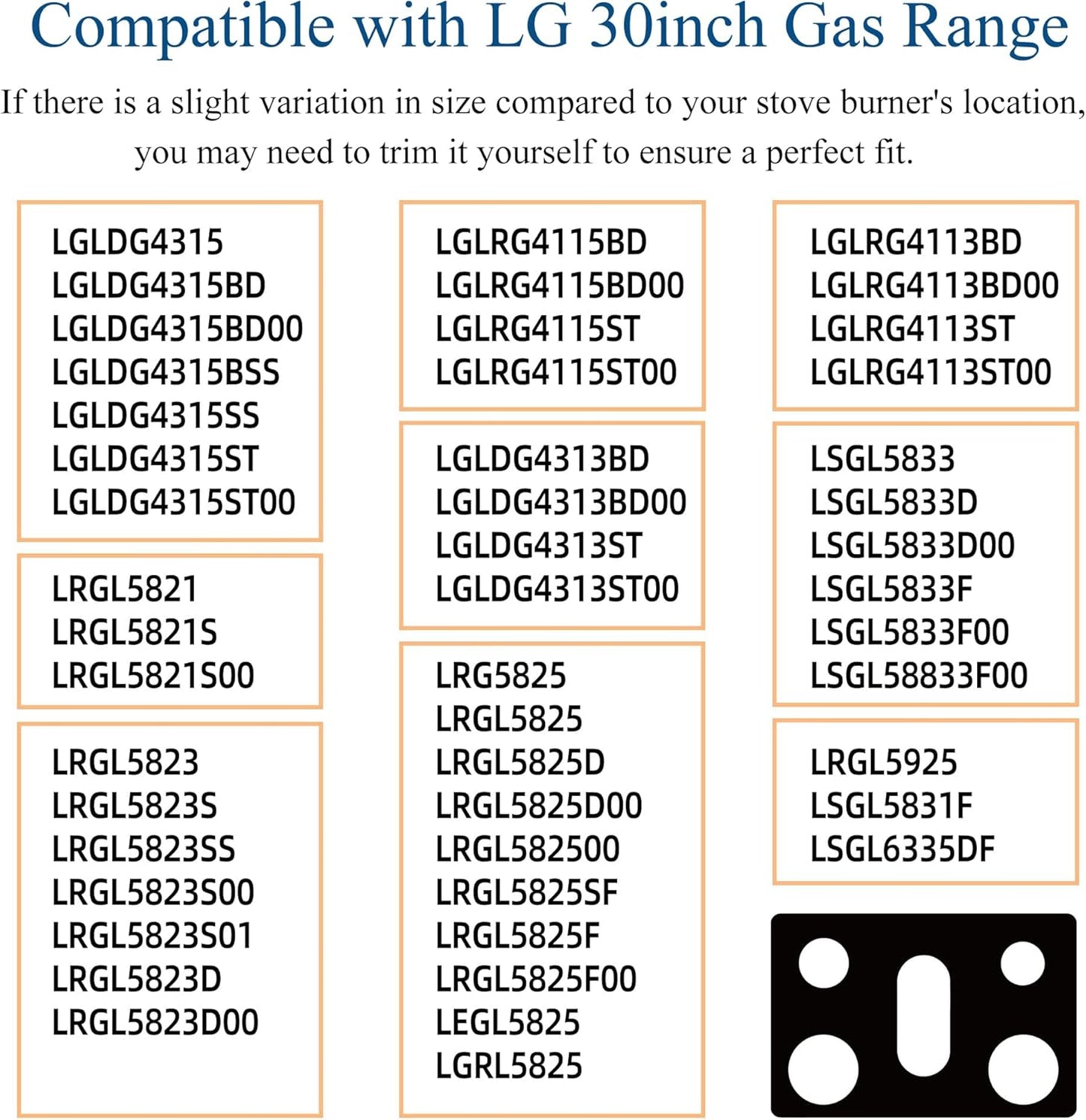 LG Gas Range Stove Cover Set - Upgraded 0.4MM Thickness, Reusable Burner Protectors for LGLDG4315, LRG4113, LDG4313, and More
