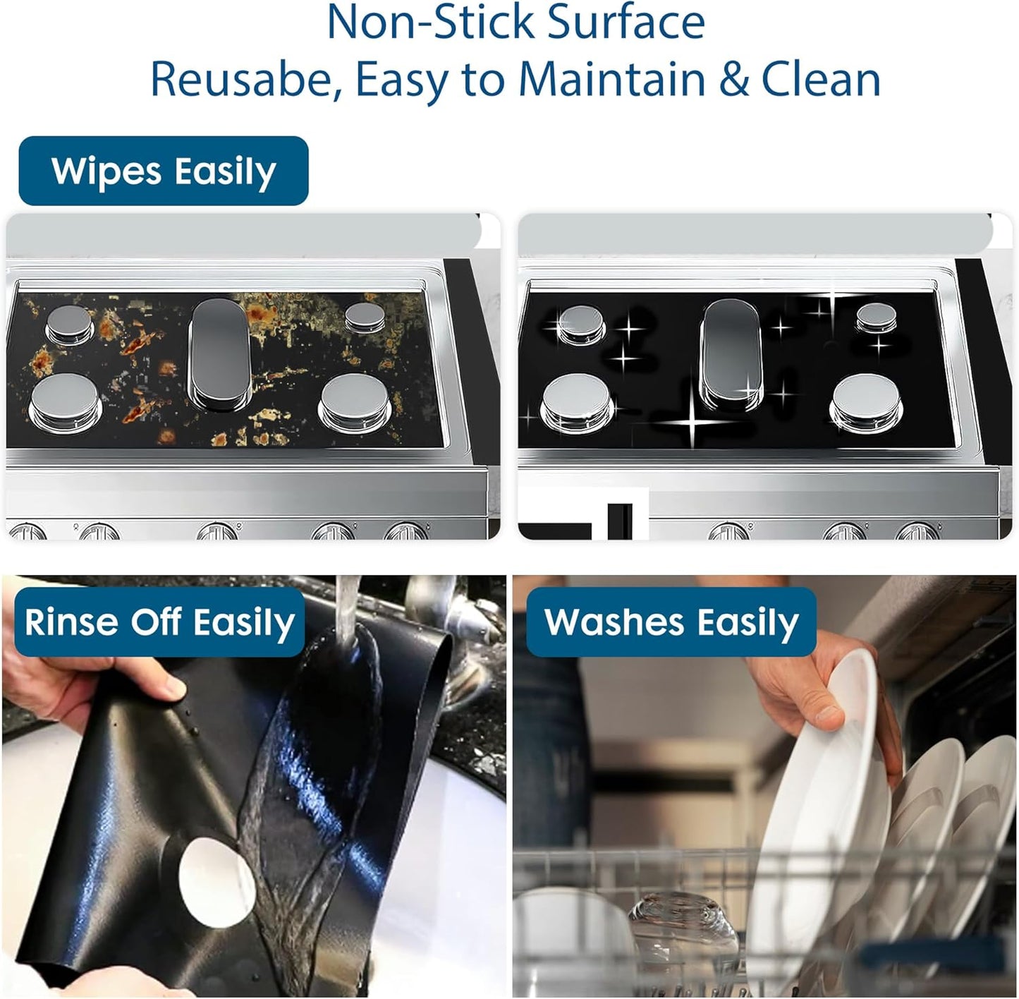 LG Gas Range Stove Cover Set - Upgraded 0.4MM Thickness, Reusable Burner Protectors for LGLDG4315, LRG4113, LDG4313, and More