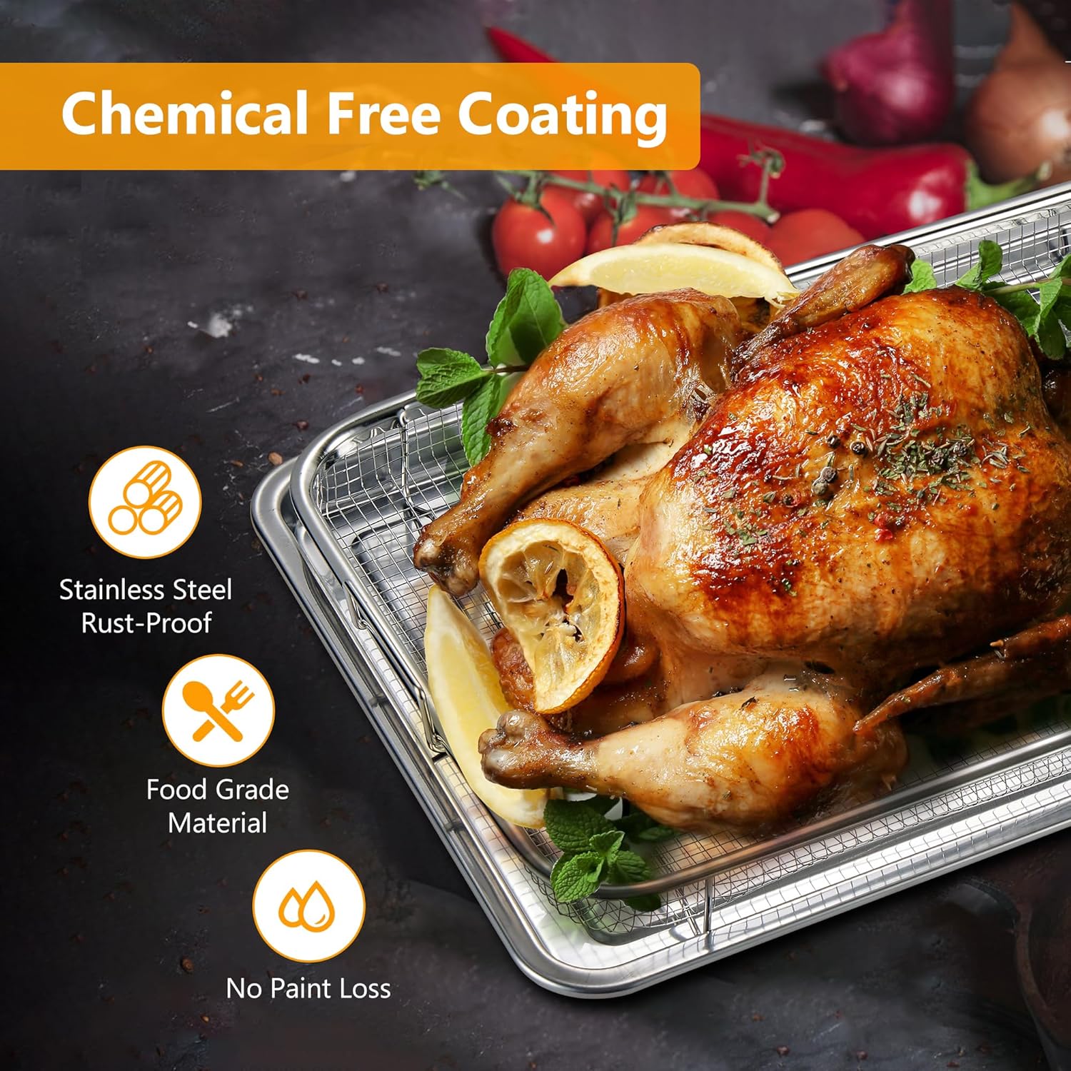 LGX Air Fryer Basket for Oven - Large Tray Set with 30 Parchment Papers - 18.5" x 12.8" - Ecookware