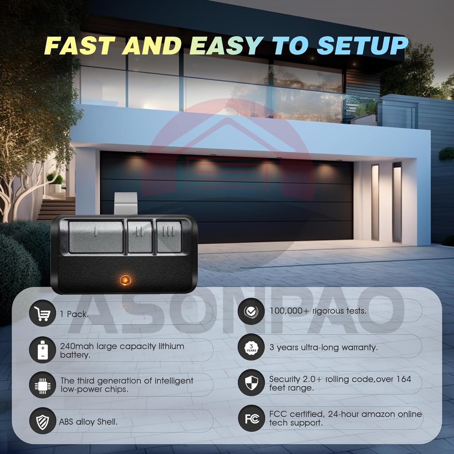 LiftMaster Chamberlain Garage Door Opener Remote with 893LM 953ESTD Yellow Learn Button, Security+ 2.0, myQ, Long-Lasting Lithium Battery, Ultra-Long Range, 3-Year Warranty