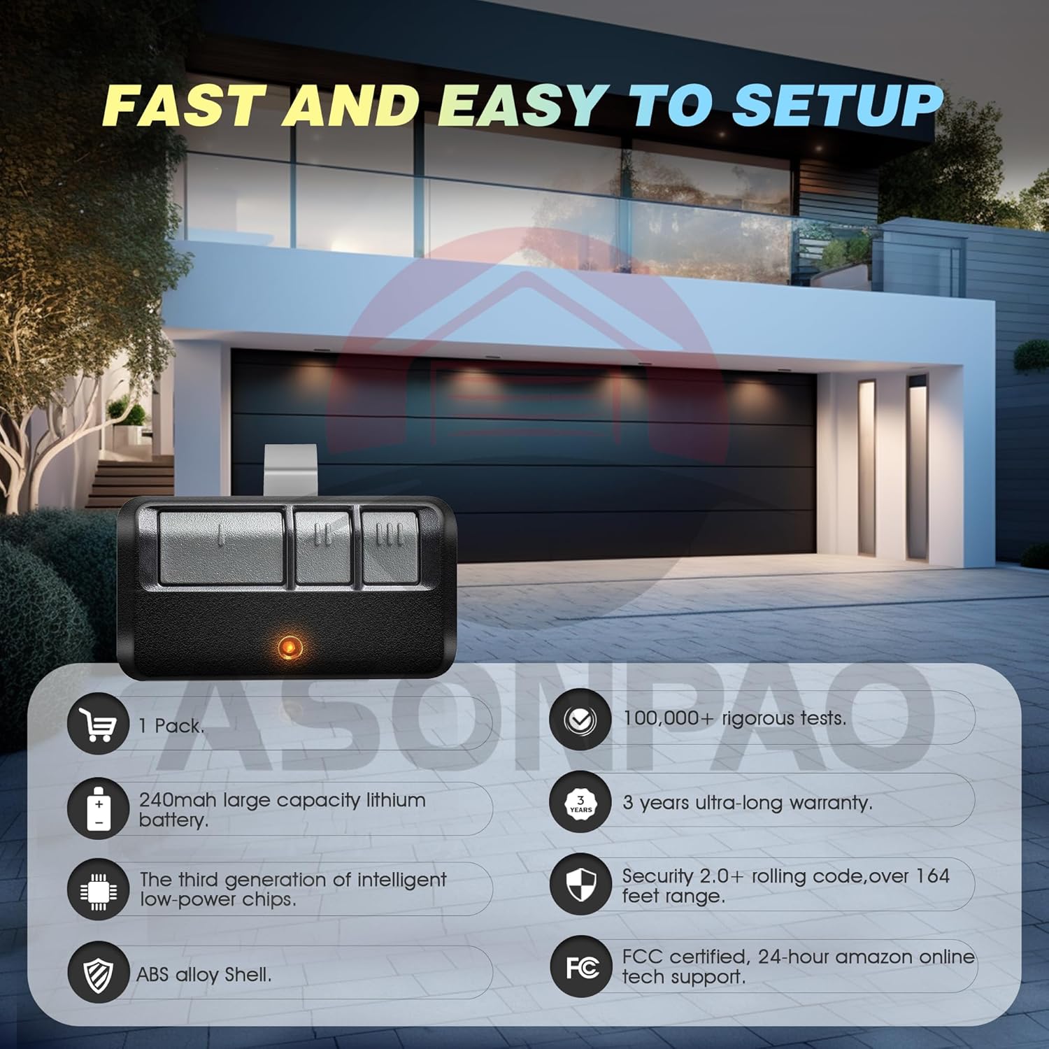 LiftMaster Chamberlain Garage Door Opener Remote with 893LM 953ESTD Yellow Learn Button, Security+ 2.0, myQ, Long-Lasting Lithium Battery, Ultra-Long Range, 3-Year Warranty