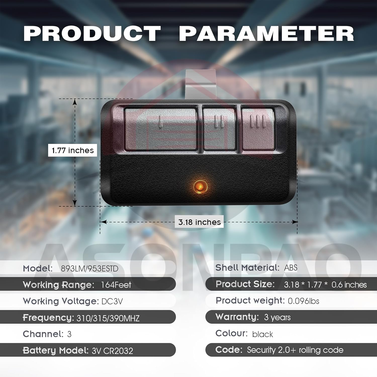 LiftMaster Chamberlain Garage Door Opener Remote with 893LM 953ESTD Yellow Learn Button, Security+ 2.0, myQ, Long-Lasting Lithium Battery, Ultra-Long Range, 3-Year Warranty