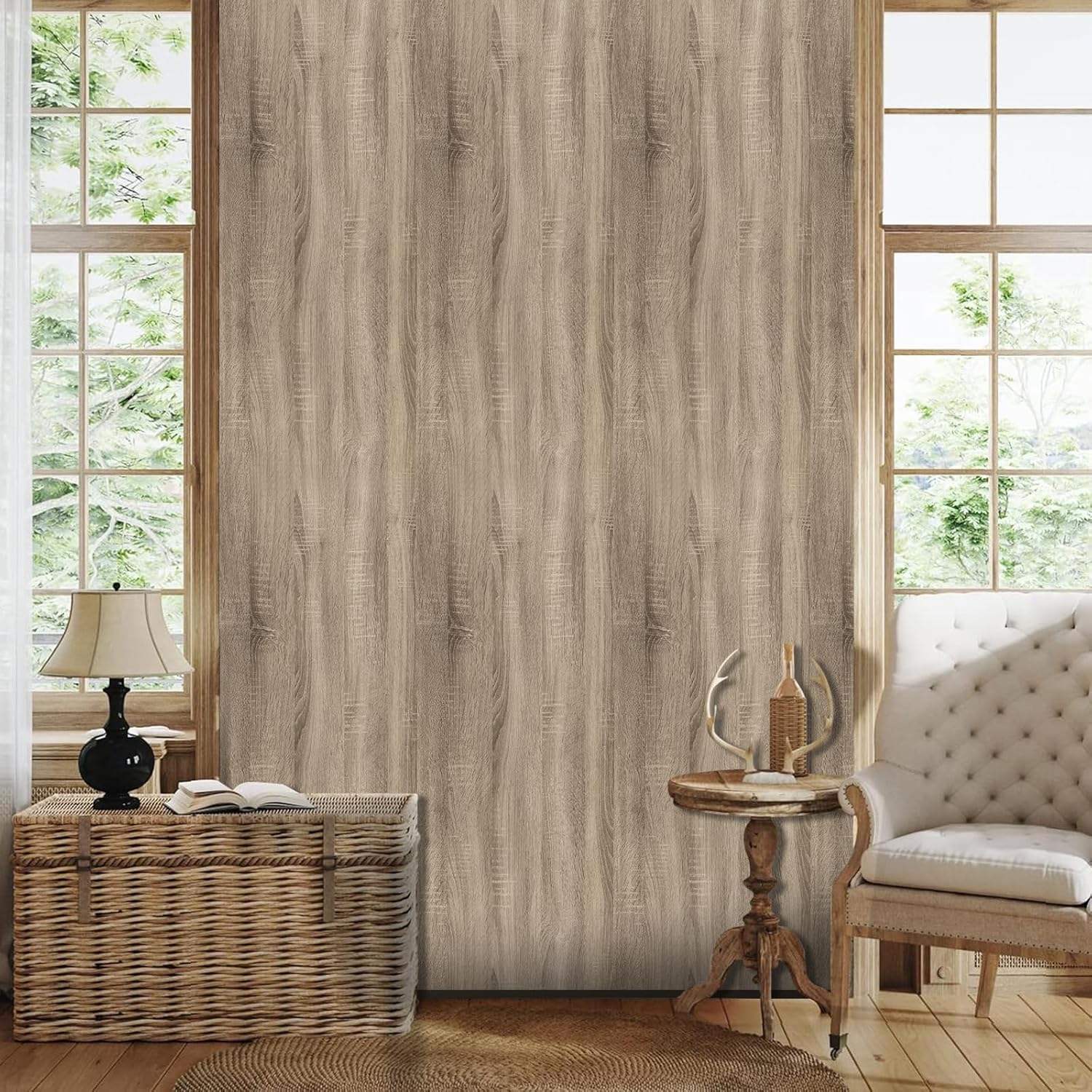 Light Brown Wood Grain Contact Paper Peel and Stick - Self Adhesive Natural Walnut Wallpaper for Home Decor - 15.7'' x 472