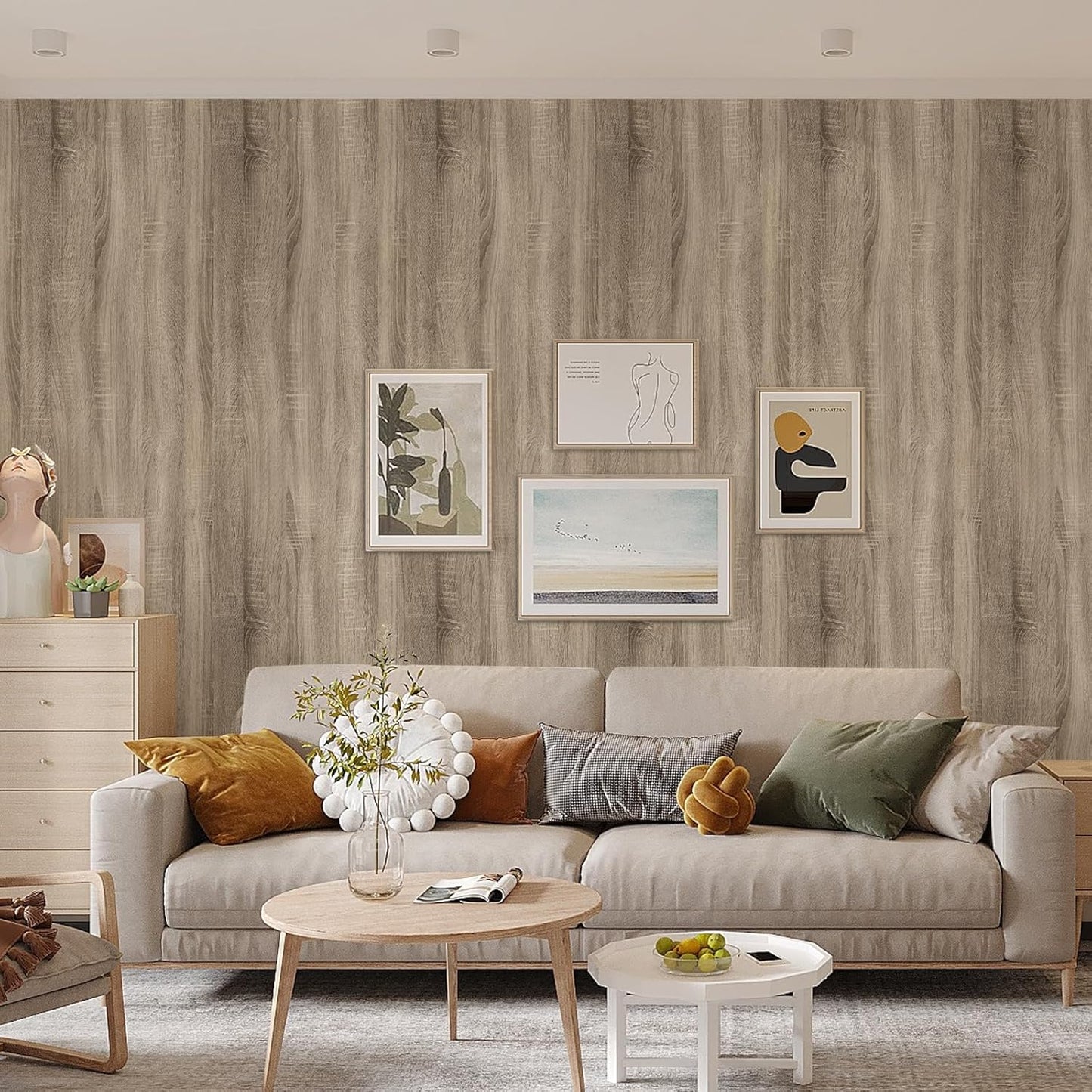 Light Brown Wood Grain Contact Paper Peel and Stick - Self Adhesive Natural Walnut Wallpaper for Home Decor - 15.7'' x 472