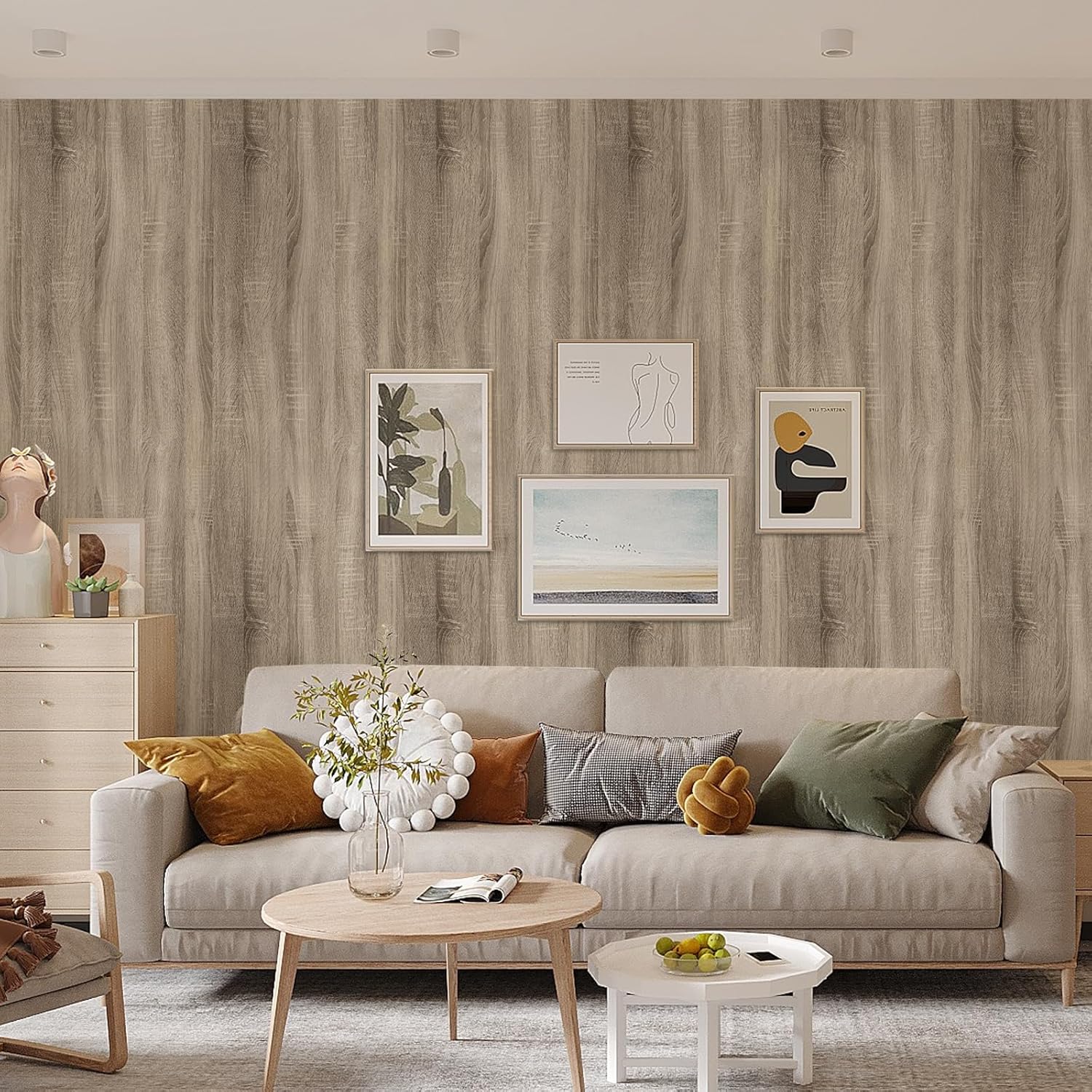 Light Brown Wood Grain Contact Paper Peel and Stick - Self Adhesive Natural Walnut Wallpaper for Home Decor - 15.7'' x 472