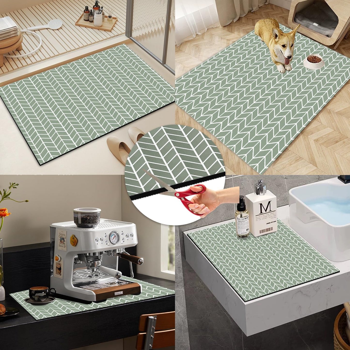 Light Green 27" x 27" Washer and Dryer Covers - Anti-Slip Top Protector Mat for Laundry Kitchen Home - Dust-Proof Rubber Mat
