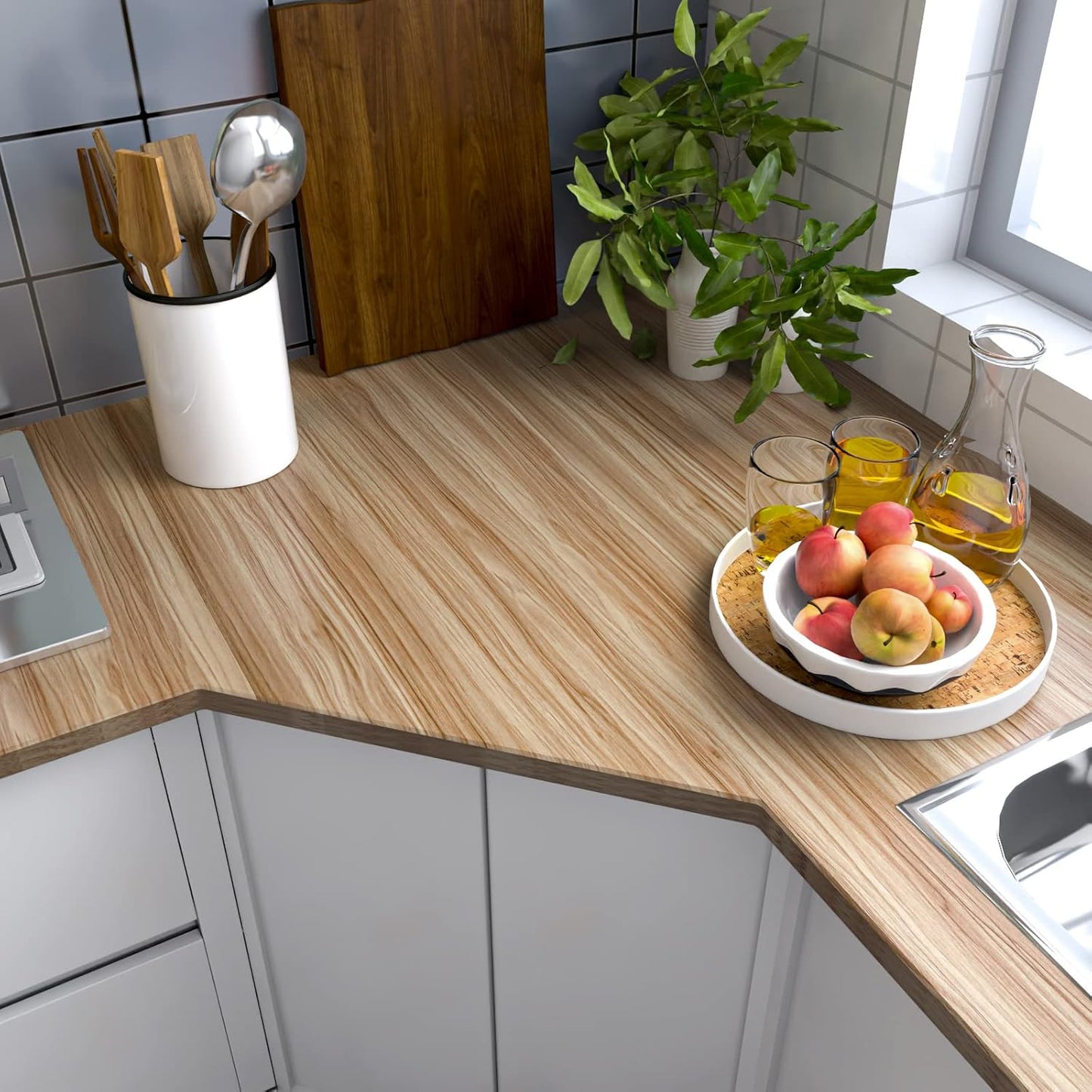 Light Wooden Grain Contact Paper for Cabinets and Drawers - Self Adhesive Removable Wallpaper - Waterproof Vinyl - 15.7inW x 118inL