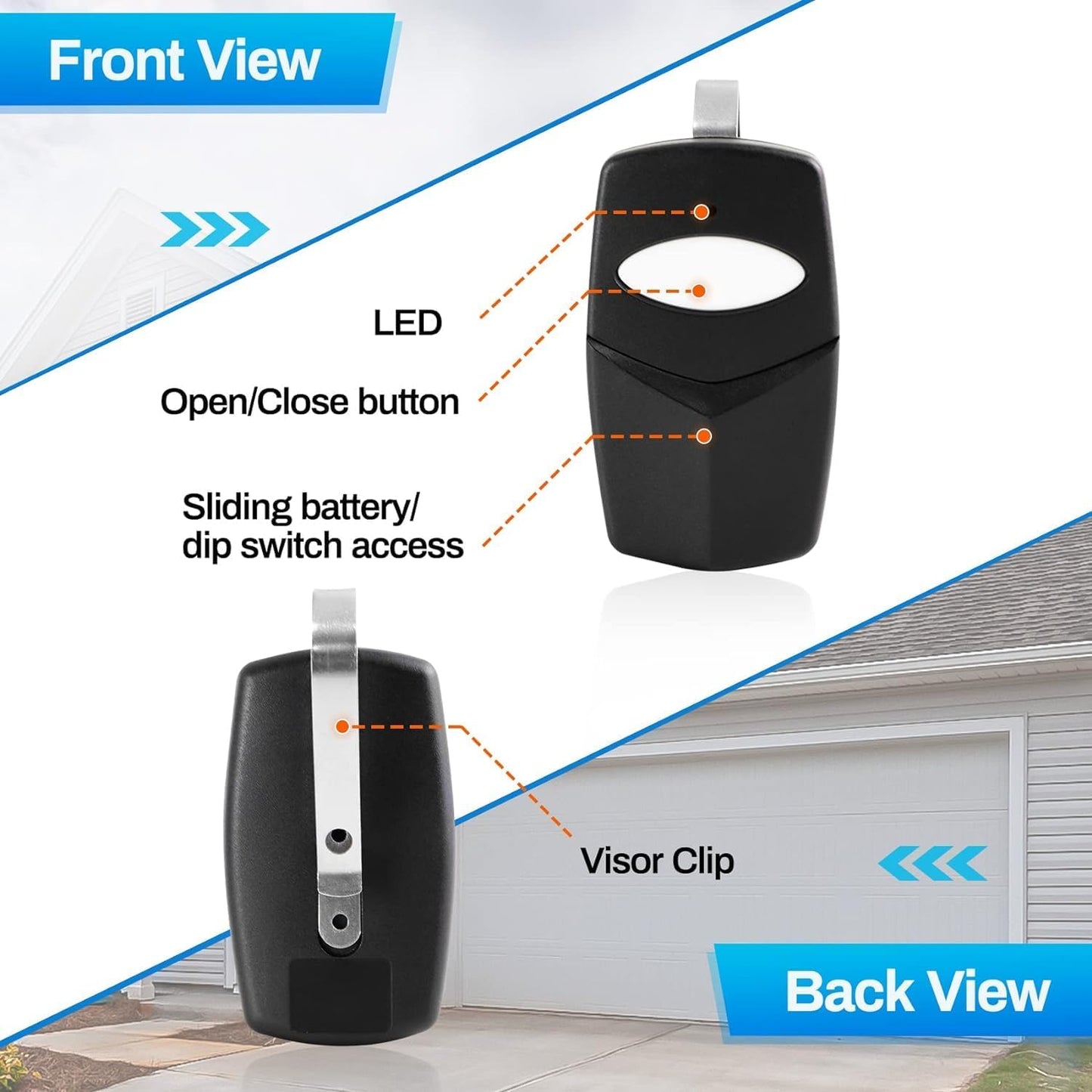 Linear Delta 3 Garage Door Remote 4-Pack with 8 DIP Switches - Compatible with DTD DNT00002A DNT00017A - 310 MHz 1-Button Control Transmitter