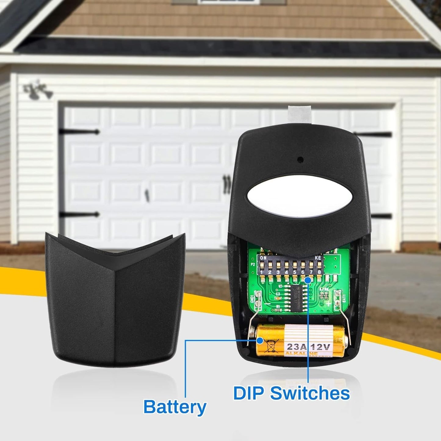 Linear Delta 3 Garage Door Remote 4-Pack with 8 DIP Switches - Compatible with DTD DNT00002A DNT00017A - 310 MHz 1-Button Control Transmitter