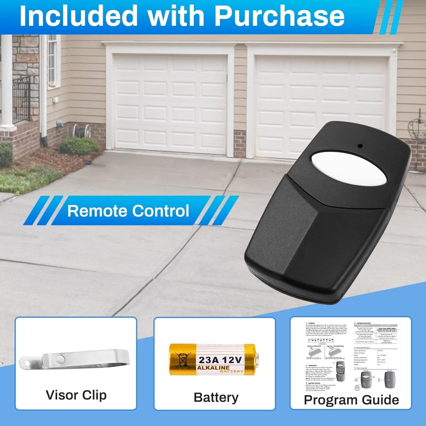 Linear Delta 3 Garage Door Remote 4-Pack with 8 DIP Switches - Compatible with DTD DNT00002A DNT00017A - 310 MHz 1-Button Control Transmitter