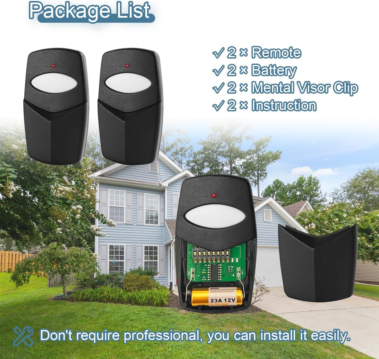 Linear Delta 3 Garage Door Remote DTC Upgrade Kit - 2 Pack, 8 Dip Switch 310MHZ - Compatible with DT DTA DTD DT2D DT4A DNT00002A DNT00017A