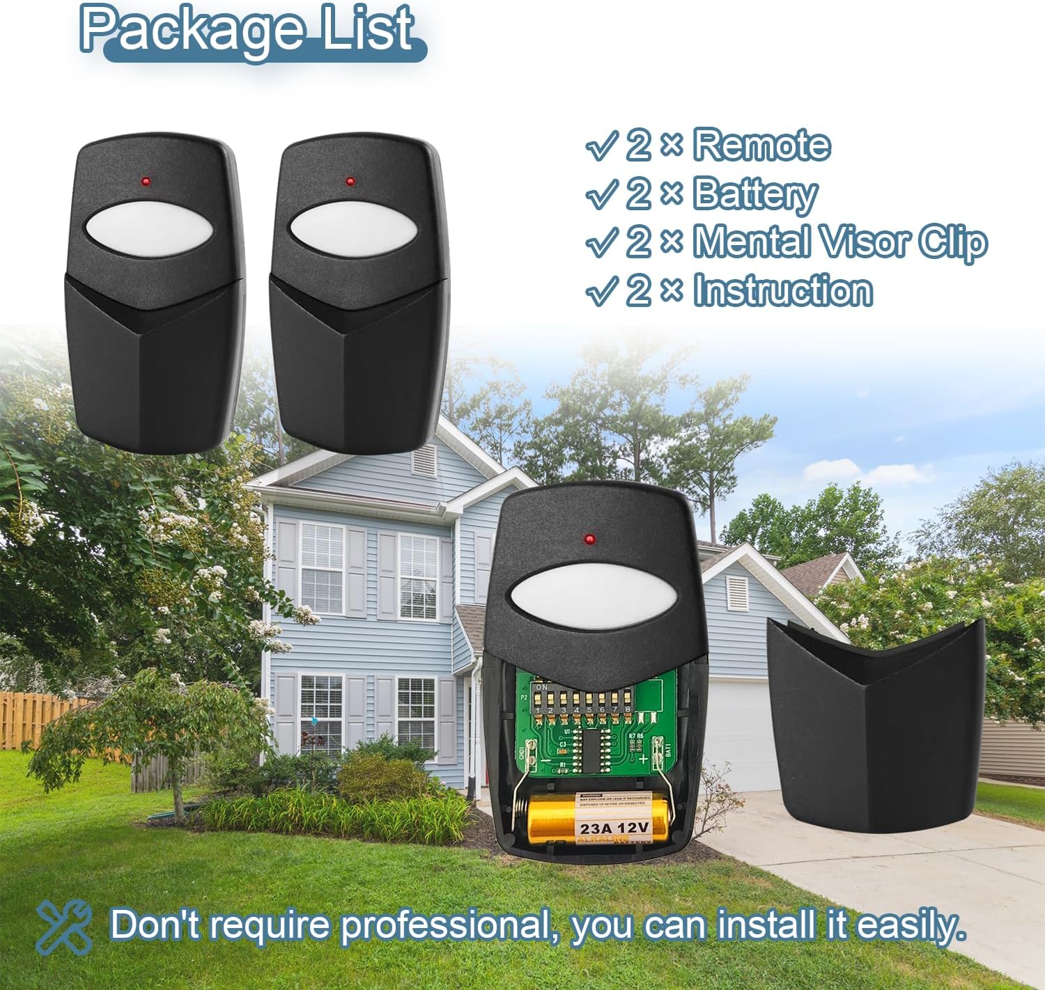 Linear Delta 3 Garage Door Remote DTC Upgrade Kit - 2 Pack, 8 Dip Switch 310MHZ - Compatible with DT DTA DTD DT2D DT4A DNT00002A DNT00017A